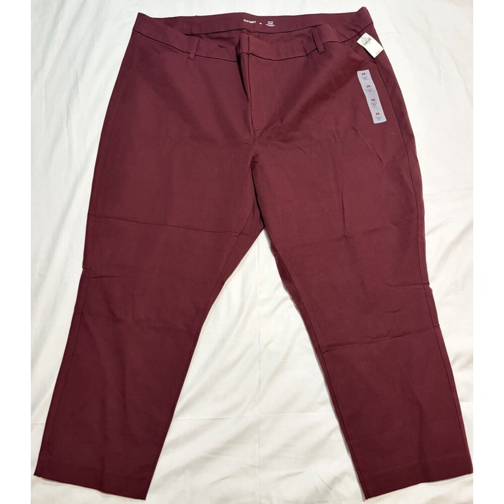 Old Navy High-Rise Pixie Never-Fade Ankle Pants Burgundy Maroon women’s 28 NWT